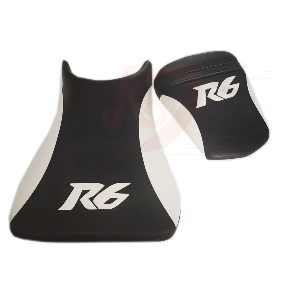 前后驾驶员和乘客座椅 Pillion 适用于雅马哈 YZF-R6 03-05 黑色+白色 — 第 2/4 张图片
