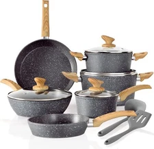 Kitchen Academy Induction Cookware Sets - 12 Piece 12 PCS Set, Gray 