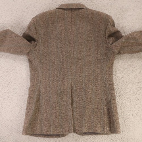 VTG Tweed Jacket M Gray Herringbone Barleycorn Herringbone 100% Wool Blazer 42R - Picture 10 of 17