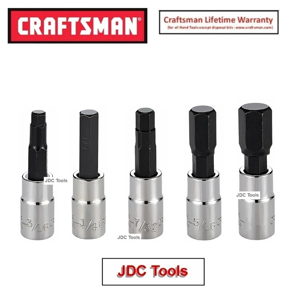 CRAFTSMAN 17pc 1/4 3/8 SAE METRIC Hex Allen key bit ratchet wrench socket set - Image 4 of 4