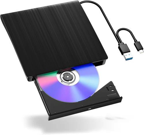 External Blu-Ray Drive - Portable USB 3.0 & Type-C CD DVD Drive for Laptop, S...