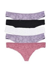 No Boundaries Women's Ultrasoft Thong Panties, 5-Pack Size M Assorted --T7--