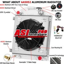 3-Row Radiator Shroud+Fan Fit 1928,1929 Ford Model A Chevy Engine Configuration