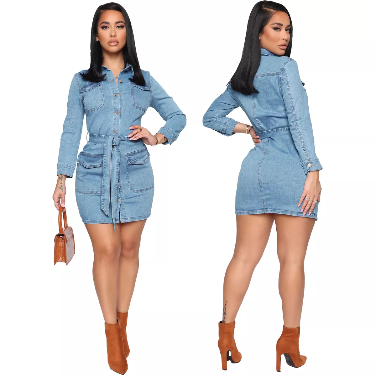Sexy denim shirt dress sales