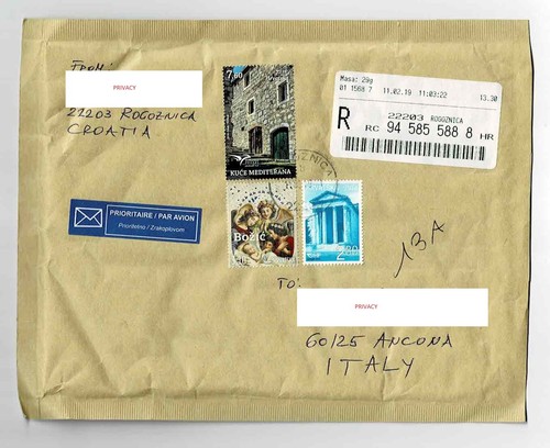 11256- Croatia, Hrvatska cover to Italy with nice recent stamps