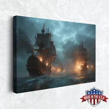 Inferno at Sea Wall Art, Canvas Print for Home Decor, Wall Decor Art Poster