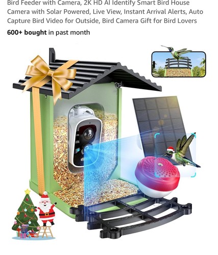 OPOWO Bird Feeder with Camera, 4MP HD AI Identify Smart Bird House Camera wit - Picture 3 of 3