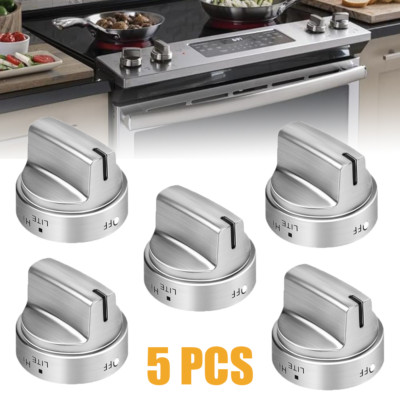 5 Pack Stove Silver Control Knob WB03X24818 AP5989029 Replacement for GE Knob
