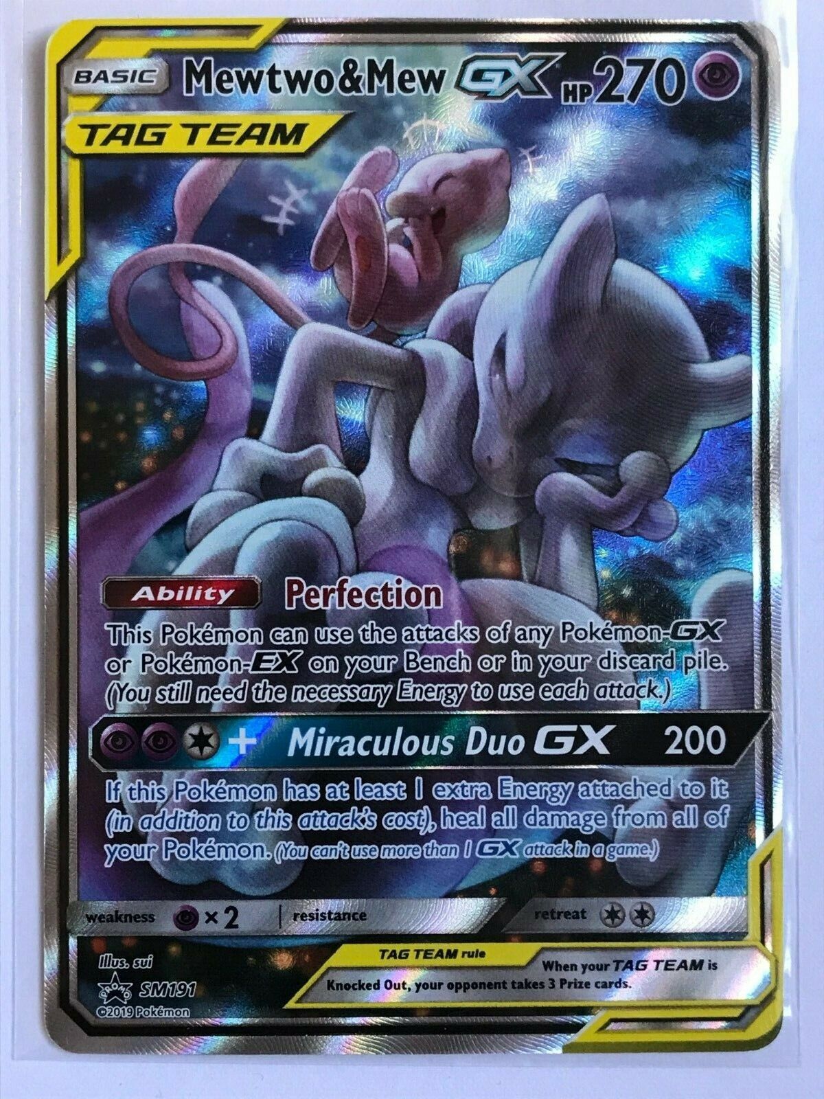 Mewtwo & GX SM191 TAG TEAM UR Alt Full Art Unified Minds Set Pokemon NM HOLO | eBay