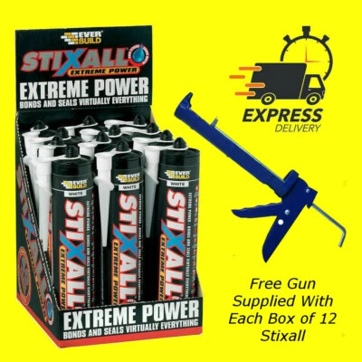 Everbuild STIXALL 12 x MS Polymer Grab Sealant Adhesive 80ml & 290ml Stix All