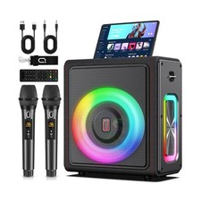 Karaoke Machine with 2 Wireless Microphones, Portable Bluetooth 5.3 Karaoke S...