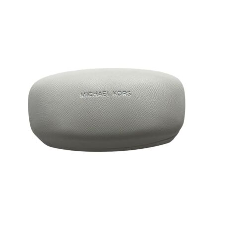 Michael Kors White Leather Hard Clam Shell Dome Sunglasses Case With Silver Logo - Picture 1 of 10