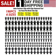 190Pcs Auto Fastener Plastic Fastener Rivet Car Push Pin Rivet Trim Clips Kit US