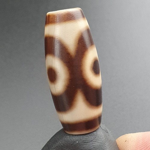 Amuleto de cuentas Dzi de ágata 3 ojos tibetano del Himalaya de colección - Imagen 15 de 21