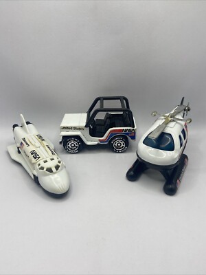 VTG 1980 Buddy NASA Space Set Jeep, Space Shuttle Discovery, and Helicopter USA