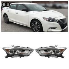 LH+RH Headlights Headlamps Halogen w/LED DRL For 2016-2018 Nissan Maxima S|SL|SV