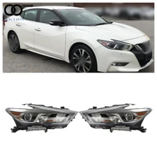 LH+RH Headlights Headlamps Halogen w/LED DRL For 2016-2018 Nissan Maxima S|SL|SV