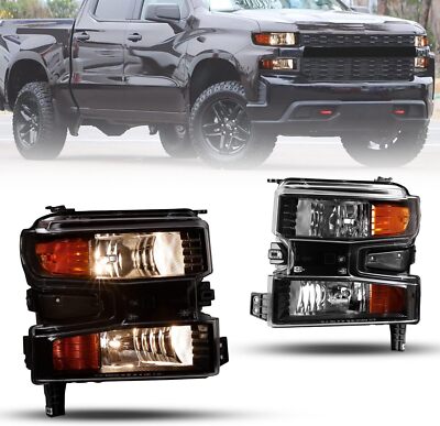 Headlights for 2019-2022 Chevy Silverado 1500 LTD Halogen Turn Signals L&R PAIR