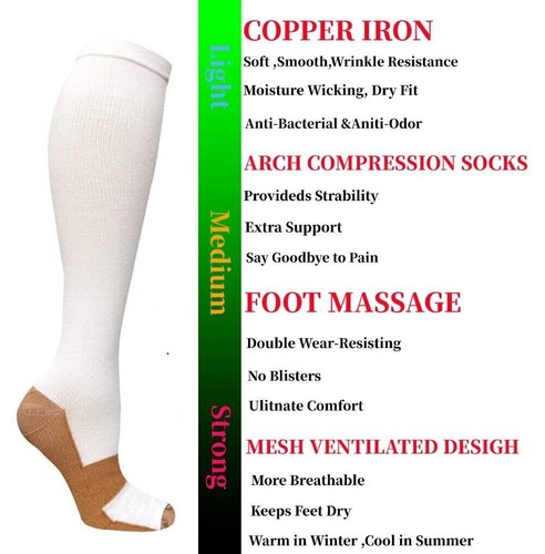 3 Pair Copper Compression Socks 20-30 mmhg For Men Women Pressure Socks S-XXL - Imagen 10 de 21