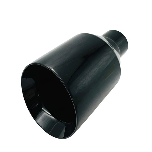 Fit DODGE RT SRT RAM 5in BIG BLACK EXHAUST TIP 2.5in INLET ANGLE CUT DOUBLE WALL - Picture 2 of 6