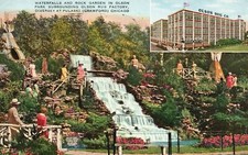 Vintage Postcard 1951 Olson Rug Co. Waterfalls Hundreds Of Wild Flowers Chicago