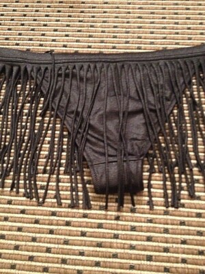 LA PERLA EUROPE Größe 40 38 Strümpfe Luxus Badeanzug Fransen schwarz