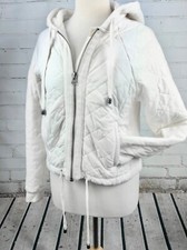 Free People Quilted Jacket Hood Hoodie Full Zip Size Xs Ivory White