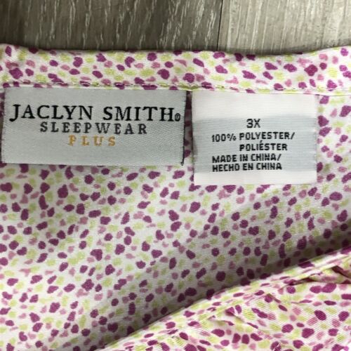 Jaclyn Smith Sleepwear Size 3x Satiny Midi Slip Night Gown Purple Green White - Picture 5 of 6