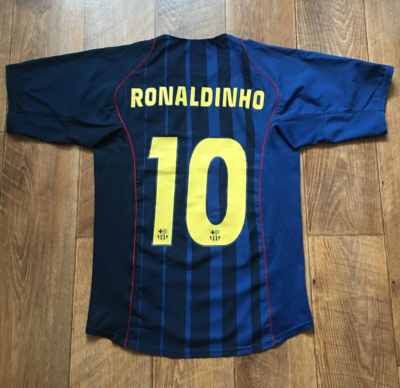 FC Barcelona 2004 2005 Ronaldinho Away Soccer Jersey