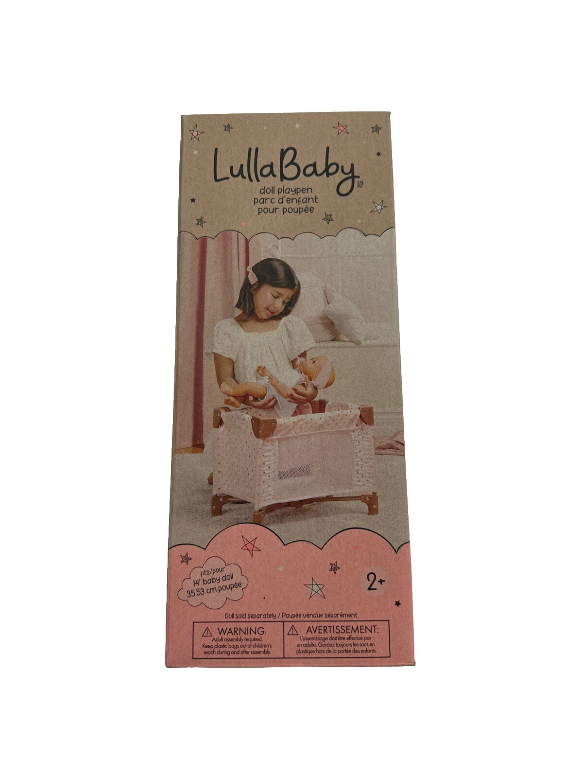 &ndash; Folding Playpen &ndash; Pink Baby Doll Crib &ndash; Star-Print D