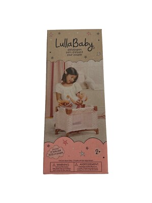   Folding Playpen   Pink Baby Doll Crib   Star-Print Design   14-Inch Baby Doll 