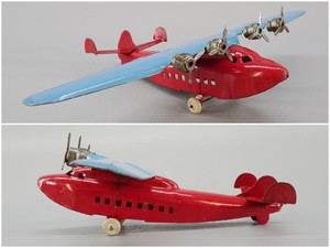 1930s-Vintage-Wyandotte-China-Clipper-Triple-Tail-Seaplane-Steel-Toy-Airplane