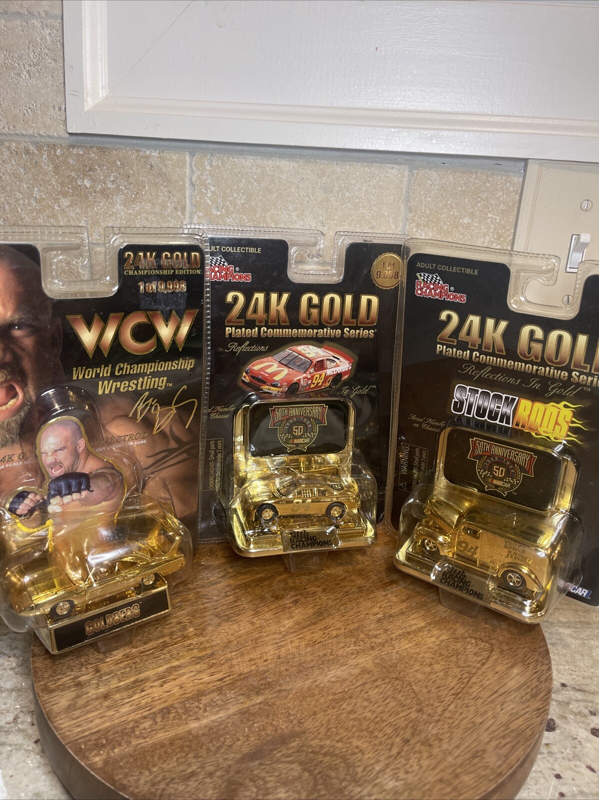 Lot Of 3 1988 RC 24K GOLD Plated Commemorative Series Race Cars- Limited Edition