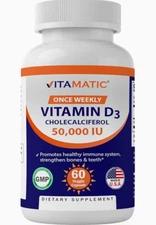 Vitamatic Vitamin D3 Once Weekly Dose 50 000 IU - 60 Vegetable capsules