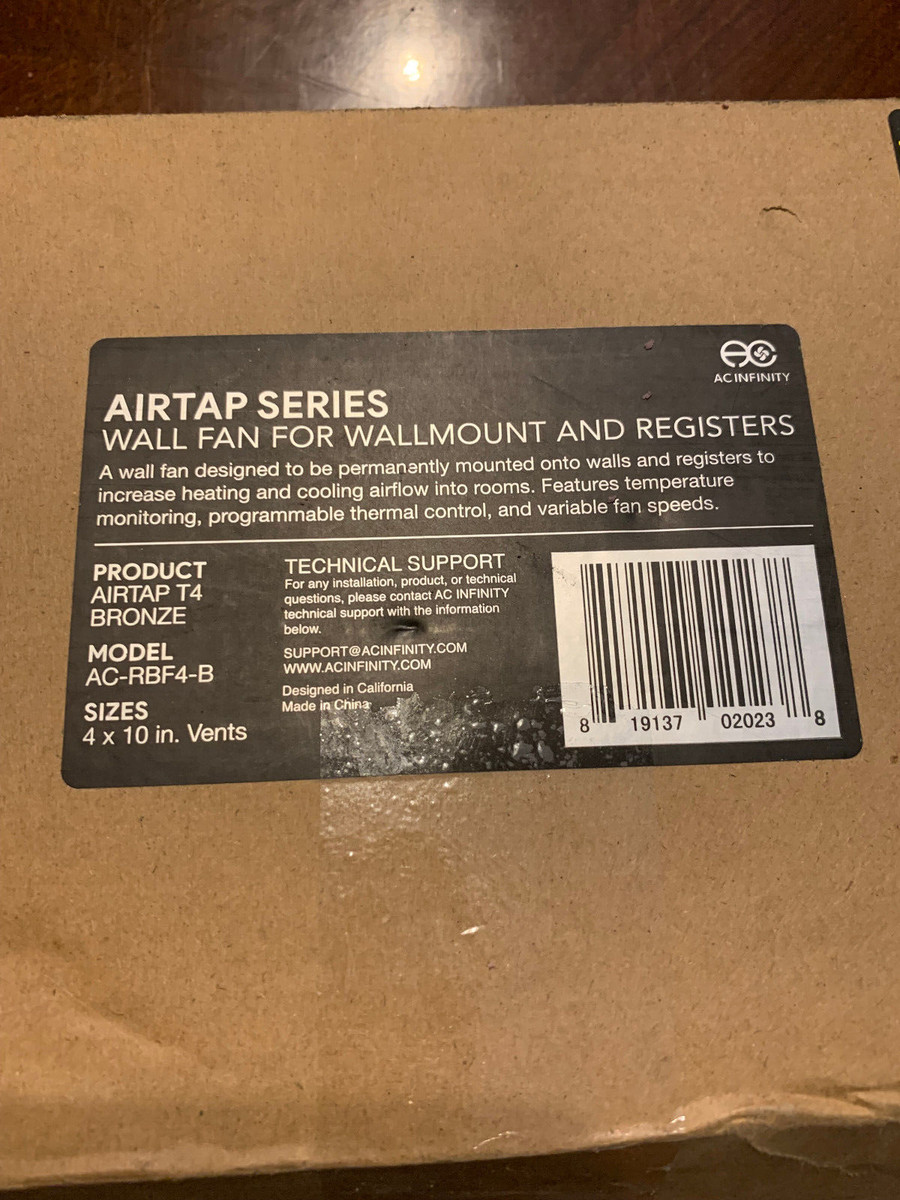 Airtap T4 Series Quite Register Wall Fan for Wallmount and Registers  AC-RBF4-B | eBay