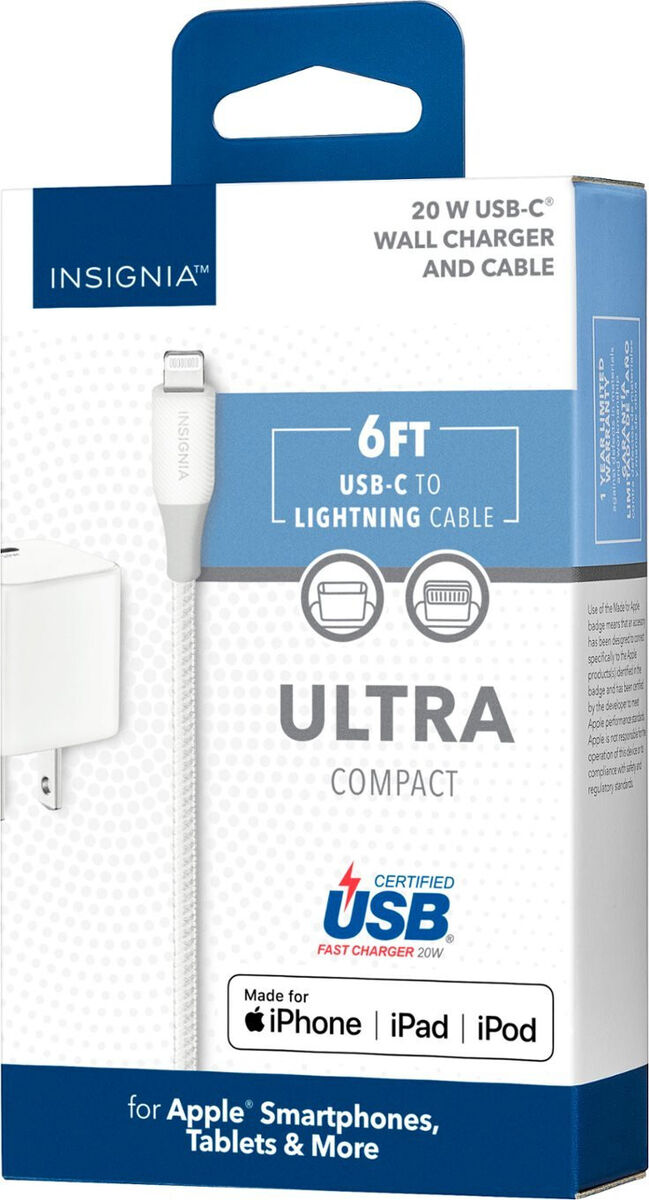 Insignia 20W USB-C Wall Charger with MFi Certified Lightning Cable for iPhone 14 | eBay Insignia 20W USB-C Wall Charger with MFi Certified Lightning Cable for iPhone 14 | eBay