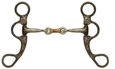 Showman Engraved Antique Brown Steel Bit w/ Dogbone Center