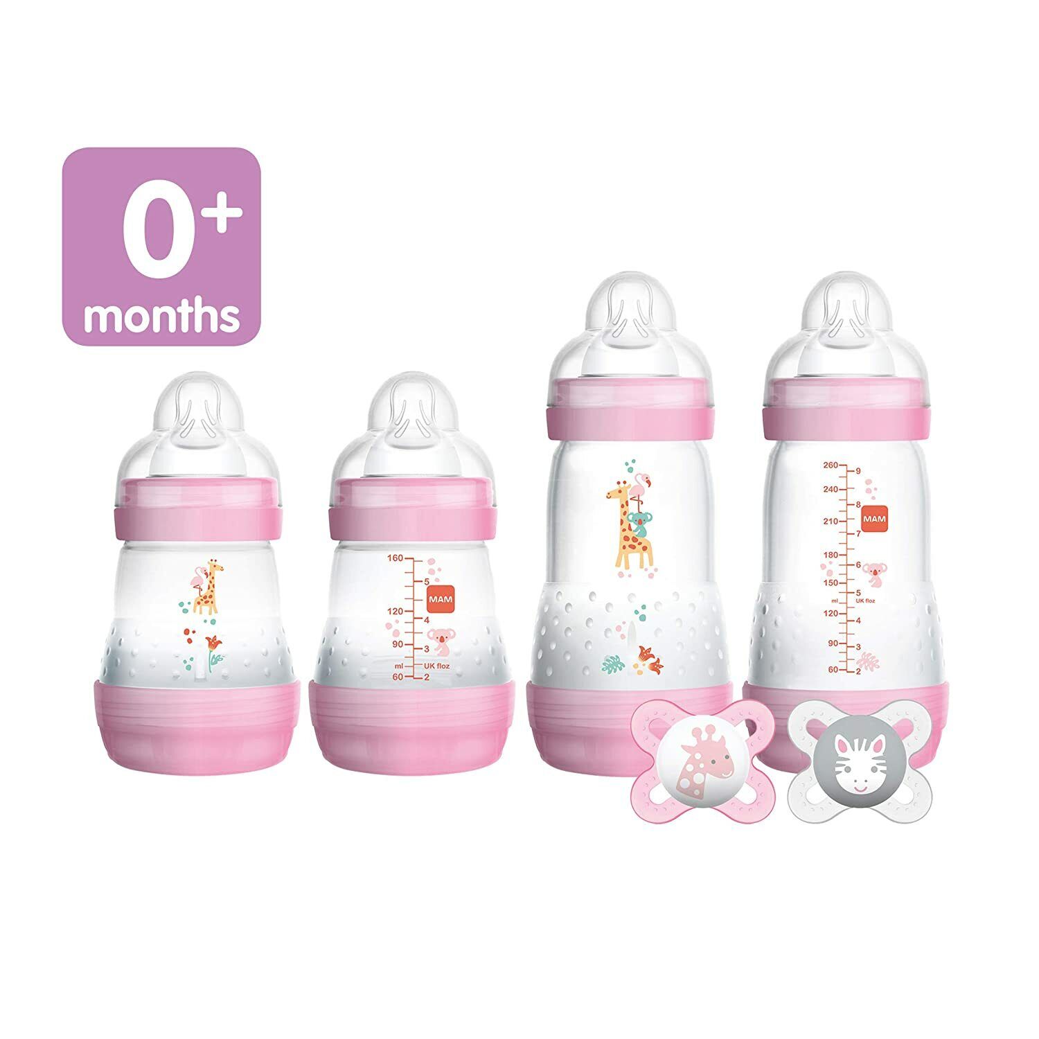  MAM Feed & Soothe Bottle & Pacifier Gift Set, Unisex, 0+  Months, 6-Count : Mam Bottle : Baby