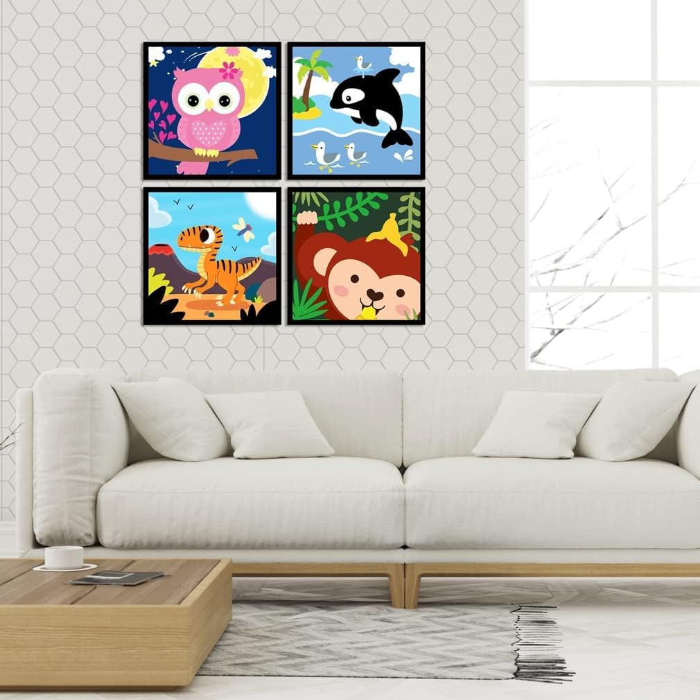 4 Pack DIY Paint by Numbers for Kids Ages 4-8 - Paint by Number for Kids Beginne