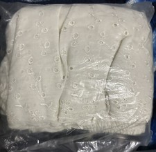 Ivory Elastic Eyelet Bed Ruffle-Queen/King