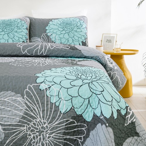 Floral Bohemian Bedspread Quilted Coverlet Sets Blanket King Size Bed Pillowcase - Picture 3 of 16