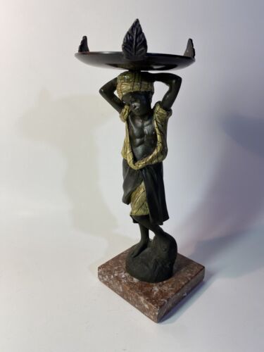 Nubian Bronze Statue Boy In Turban Of Gold 19th Century Attributed Alois Mayer