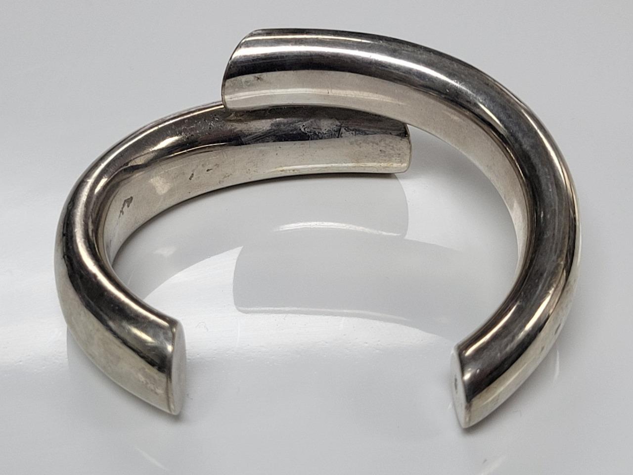 Sterling Silver Puffy Statement Cuff Bracelet 5.7… - image 4