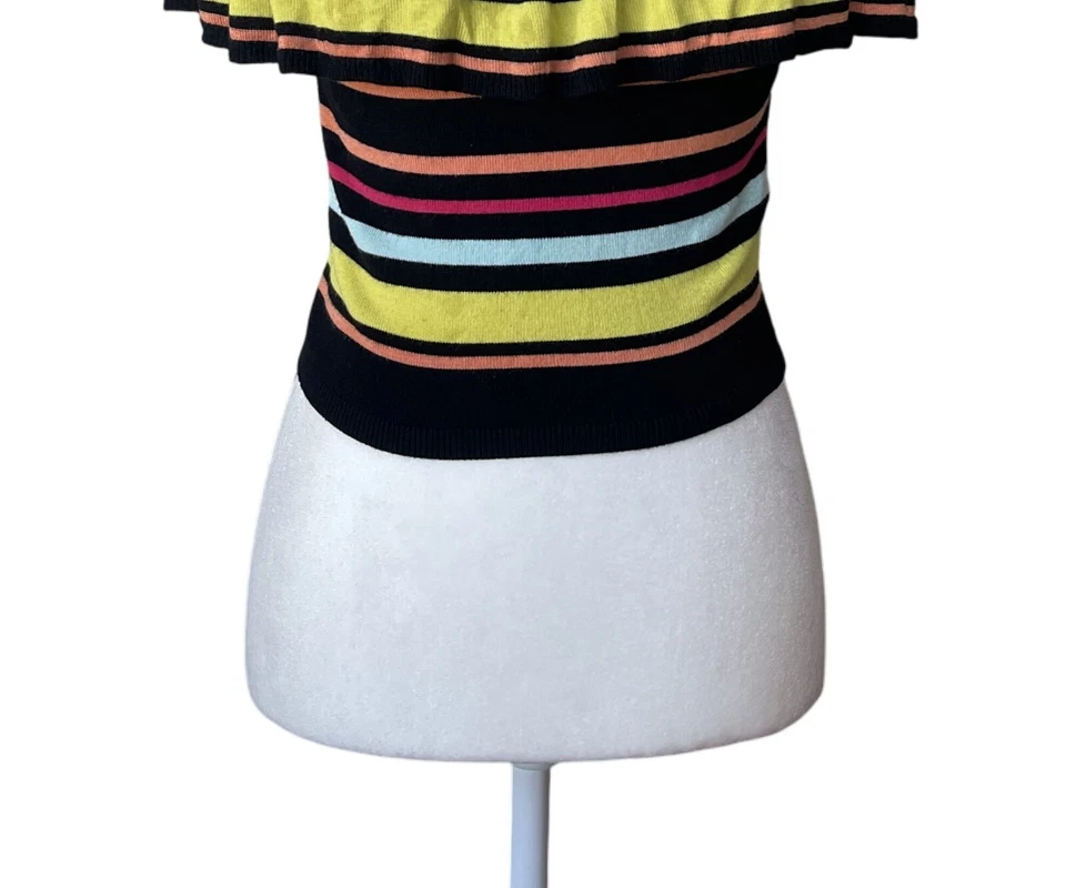 Top corto Guess Off The Shoulder Y2K con volantes boho talla S indie sleaze moda años 90 Foto 3 de 4