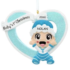Personalized Dibsies Heartily Yours Baby's First Christmas Ornament - Boy