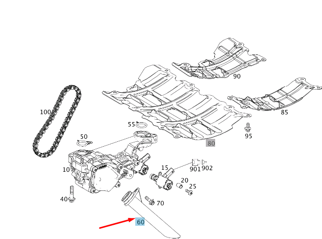 MERCEDES-BENZ A W176 Ölpumpen-Saugrohr A2701800251