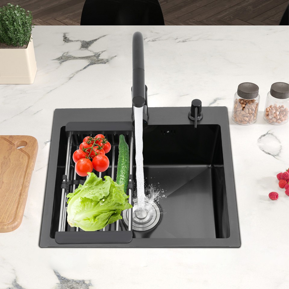 Kitchen Sink Stainless Steel Sink Sink Black Stainless Steel Built-in Sink w/Tap | eBay