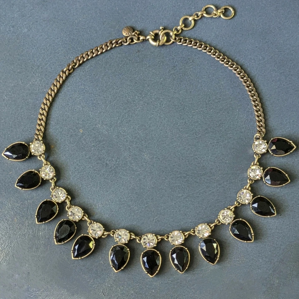 Collar J.Crew Negro Acrílico Y Estrás Transparente Ajustable 16-18" L Foto 2 de 4