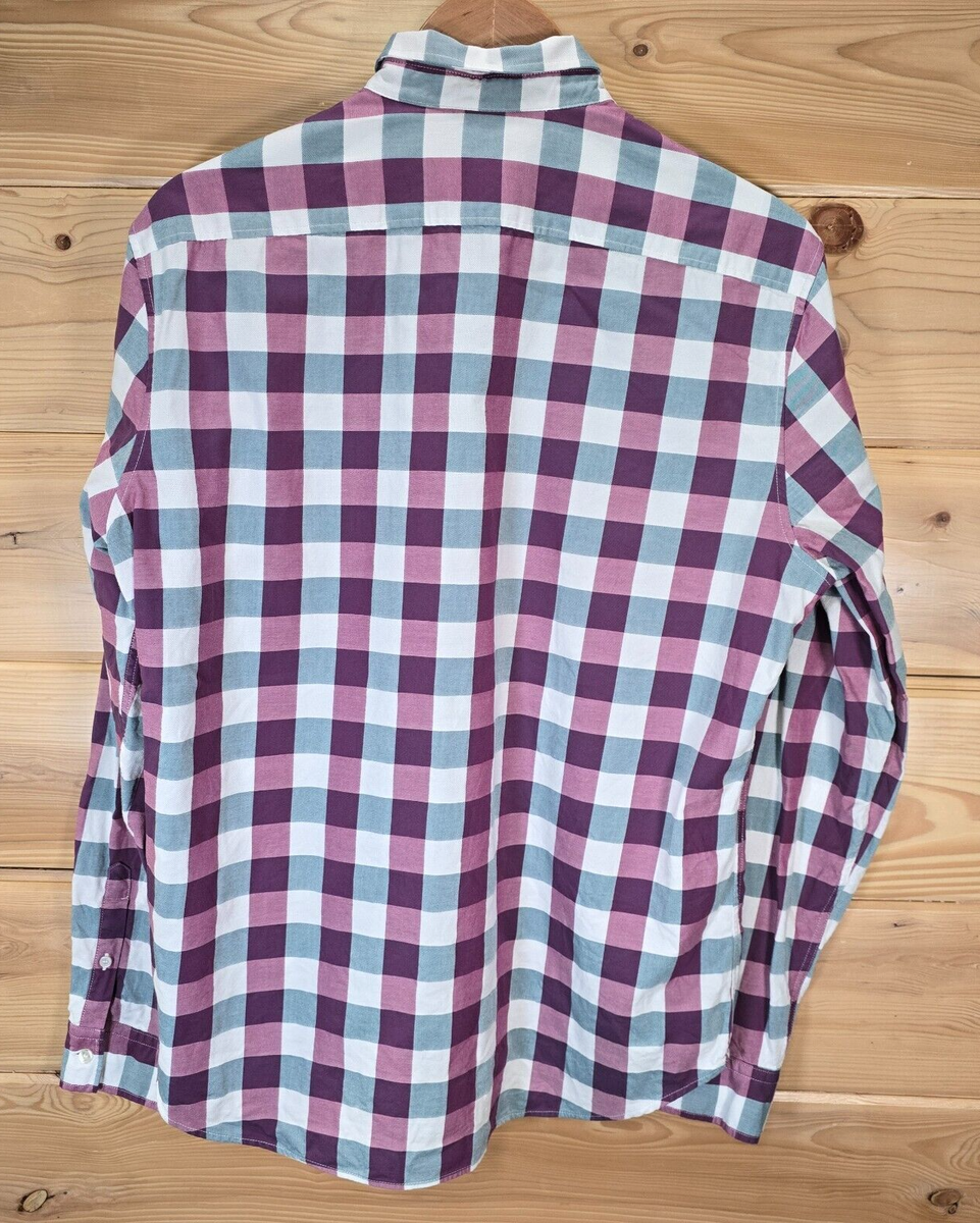 BURBERRY BRITメガチェックシャツ半袖ピンクパープルバーバリーブリット Burberry Brit Long Sleeve Button Shirt Men Large Maroon