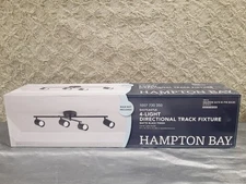 Hampton Bay 4-Light Directional Swivel Track Lighting Kit Matte Black 26" NEW